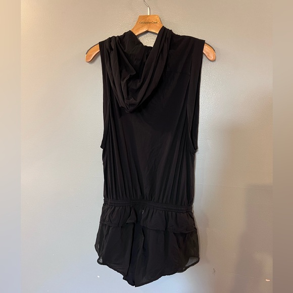 Free People Movement Going For A Runsie Romper Biker Hood One Piece Black S - Picture 3 of 7
